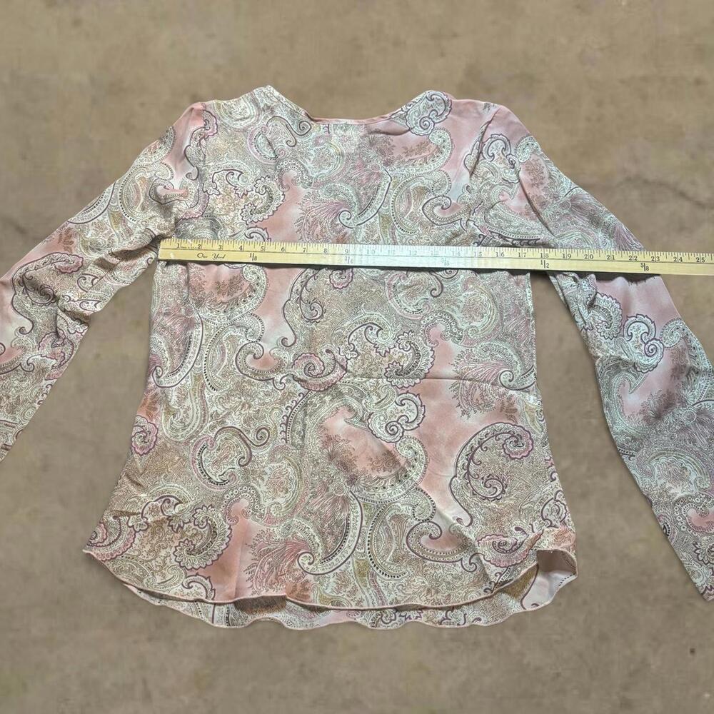 vtg y2k cottage fairy paisley blouse heartsoul sz large pink cream - Picture 8 of 9